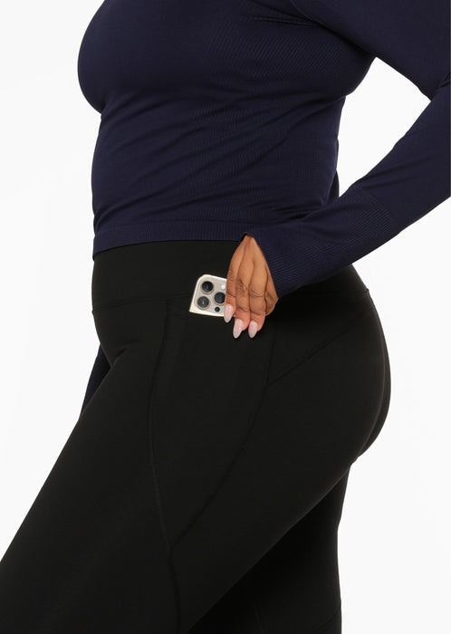 Lorna Jane Amy Thermal Phone Pocket Full Length Leggings - Black (view 4)