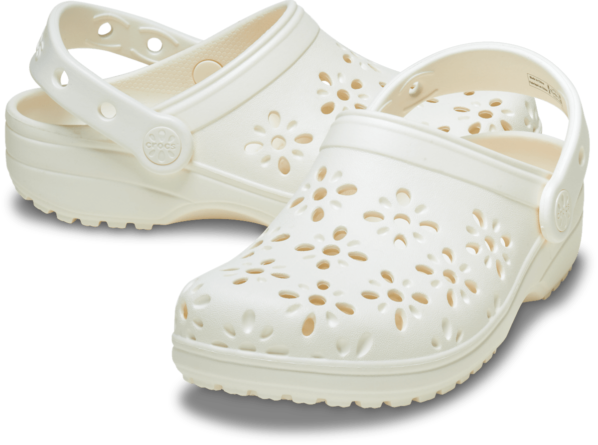 Crocs Classic Floral Cut-Out Clog Chalk side