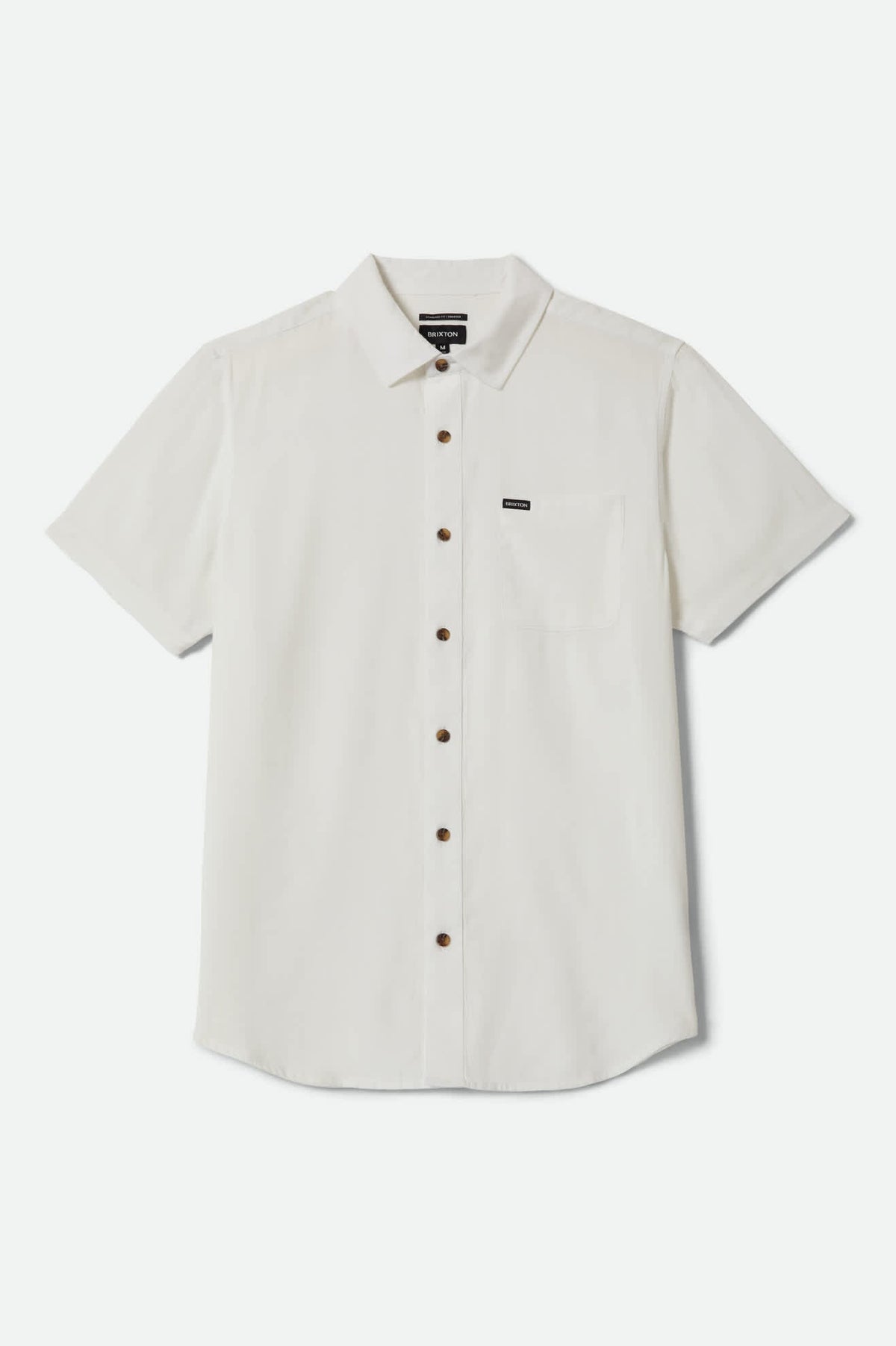Brixton Charter Slub short sleeve shirt in off white, front view