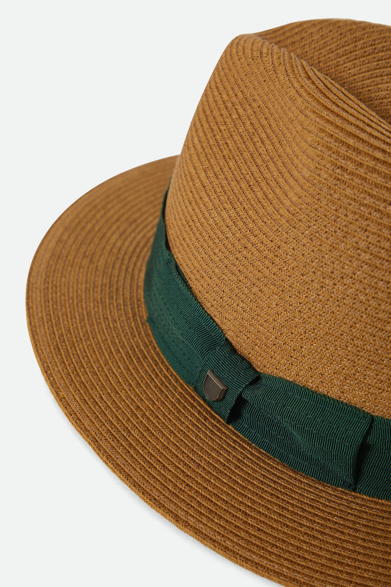 Brixton Roma Straw Packable Fedora - Dark Tan/Primal Green (view 7)