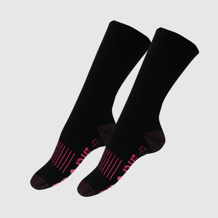 Tradie Lady 2 Pack Cotton Crew Socks in Black and Pink