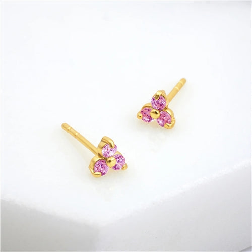 Crystal Cluster Stud - Pink / Gold