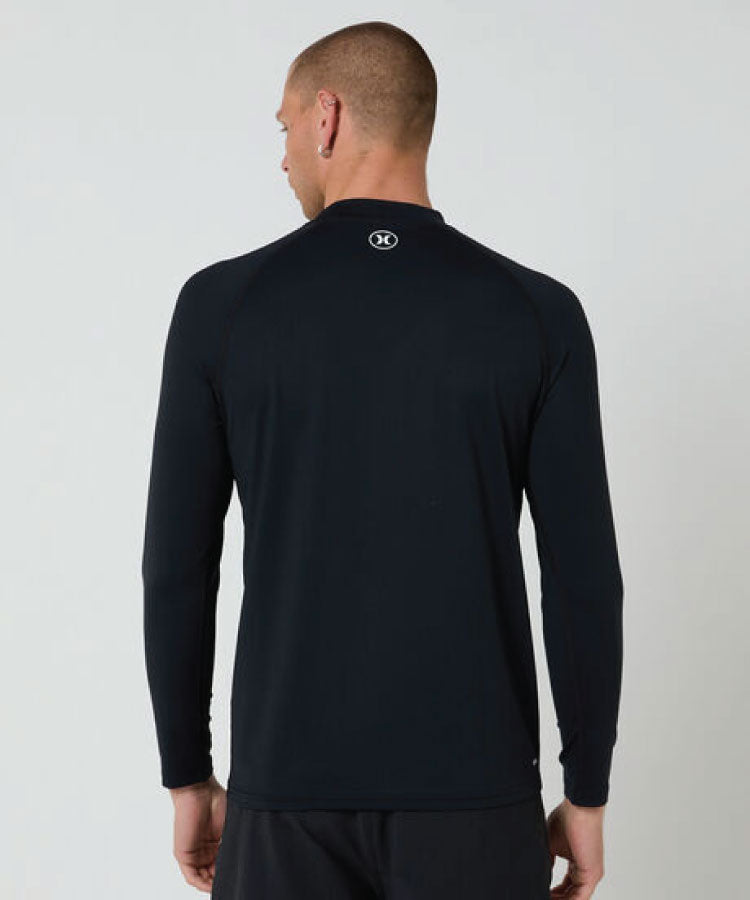 Hurley Surf+ Long Sleeve UPF Rashvest in black - back