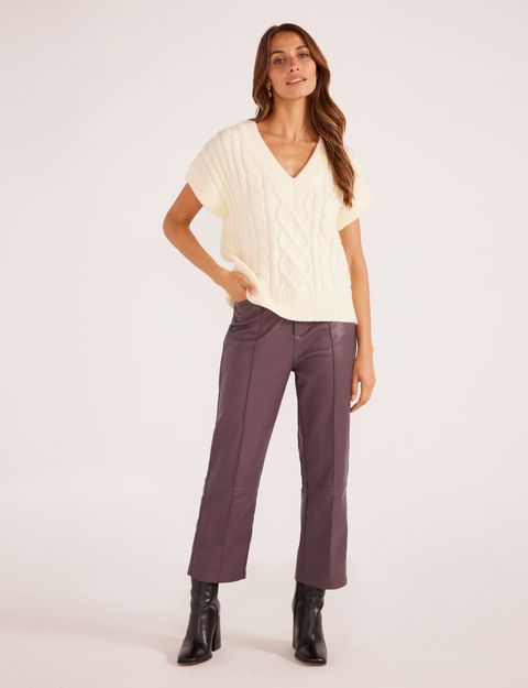 Mink Pink Esther Cable Knit Vest - Ivory (view 2)
