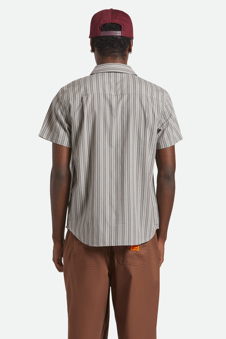 Brixton Charter Stripe Short Sleeve Woven - Charcoal Grey (view 7)
