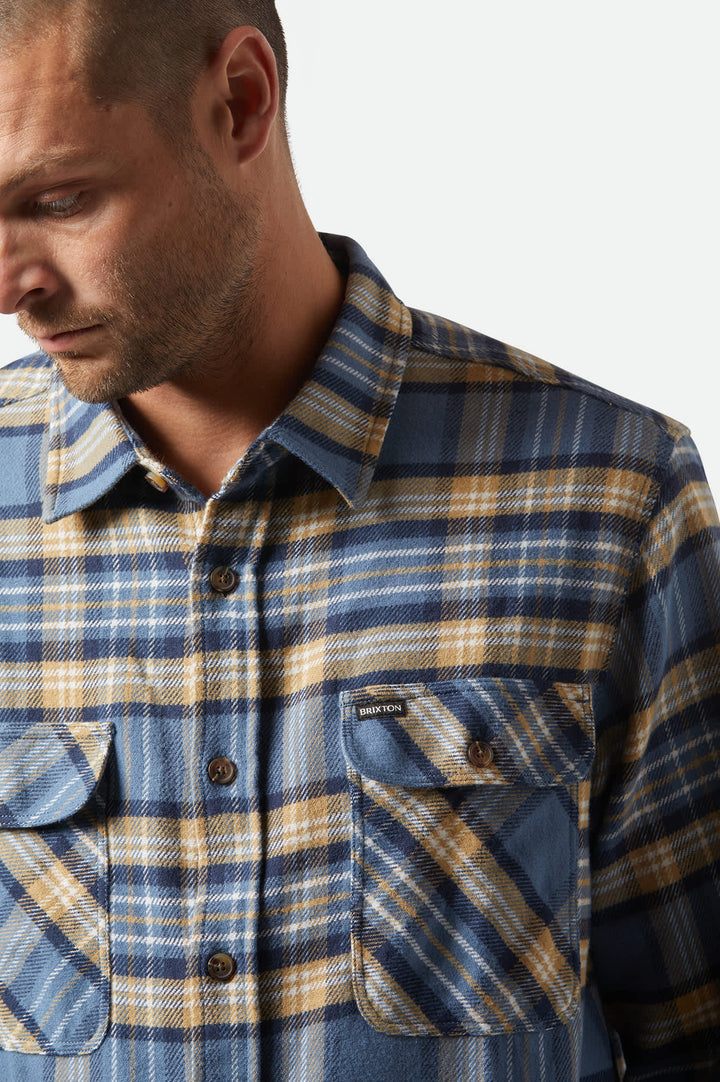 Bowery Flannel - Azure Blue / Washed Navy / Sand