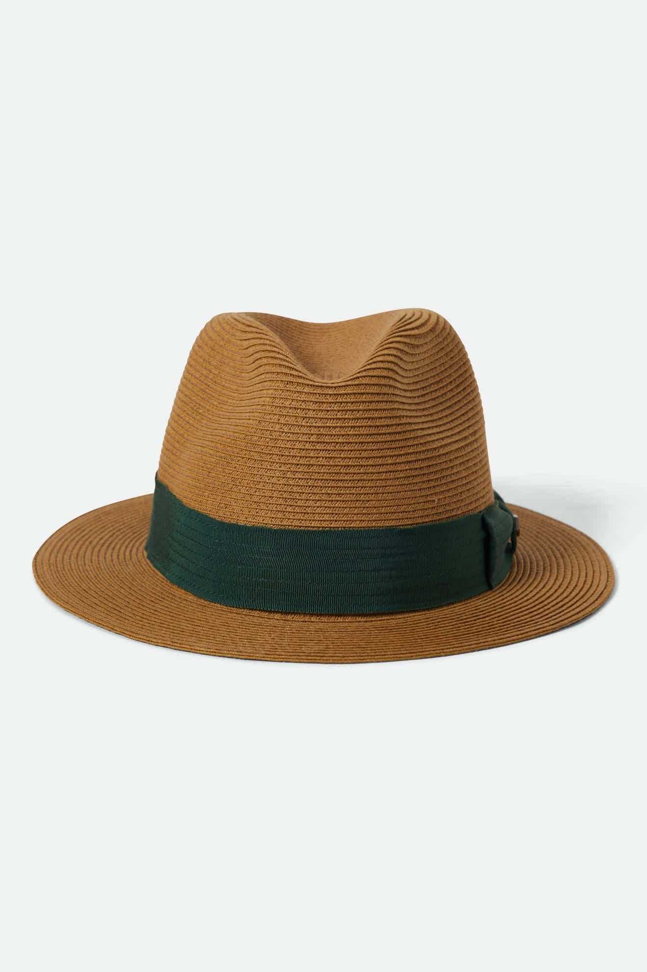 Brixton Roma Straw Packable Fedora - Dark Tan/Primal Green (view 9)