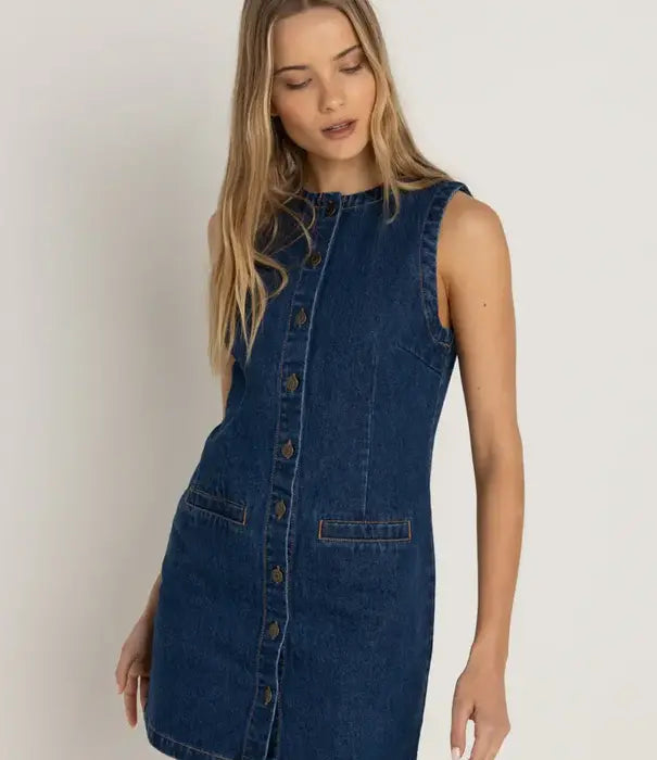 Rhythm Gia Denim Dress - Blue Wash