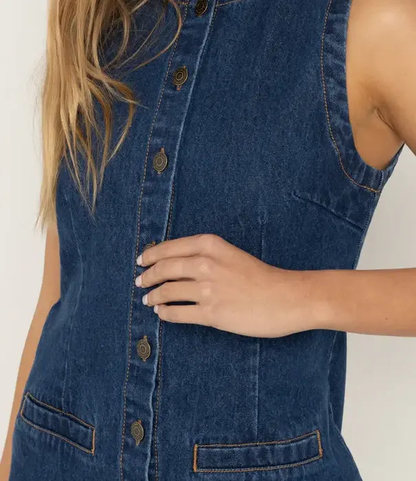 Rhythm Gia Denim Dress - Blue Wash (view 3)