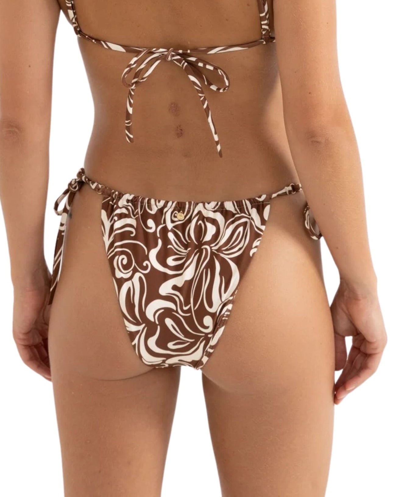 Rhythm Kai Floral Gathered Tie Side Itsy Pant - Chocolate (view 4)