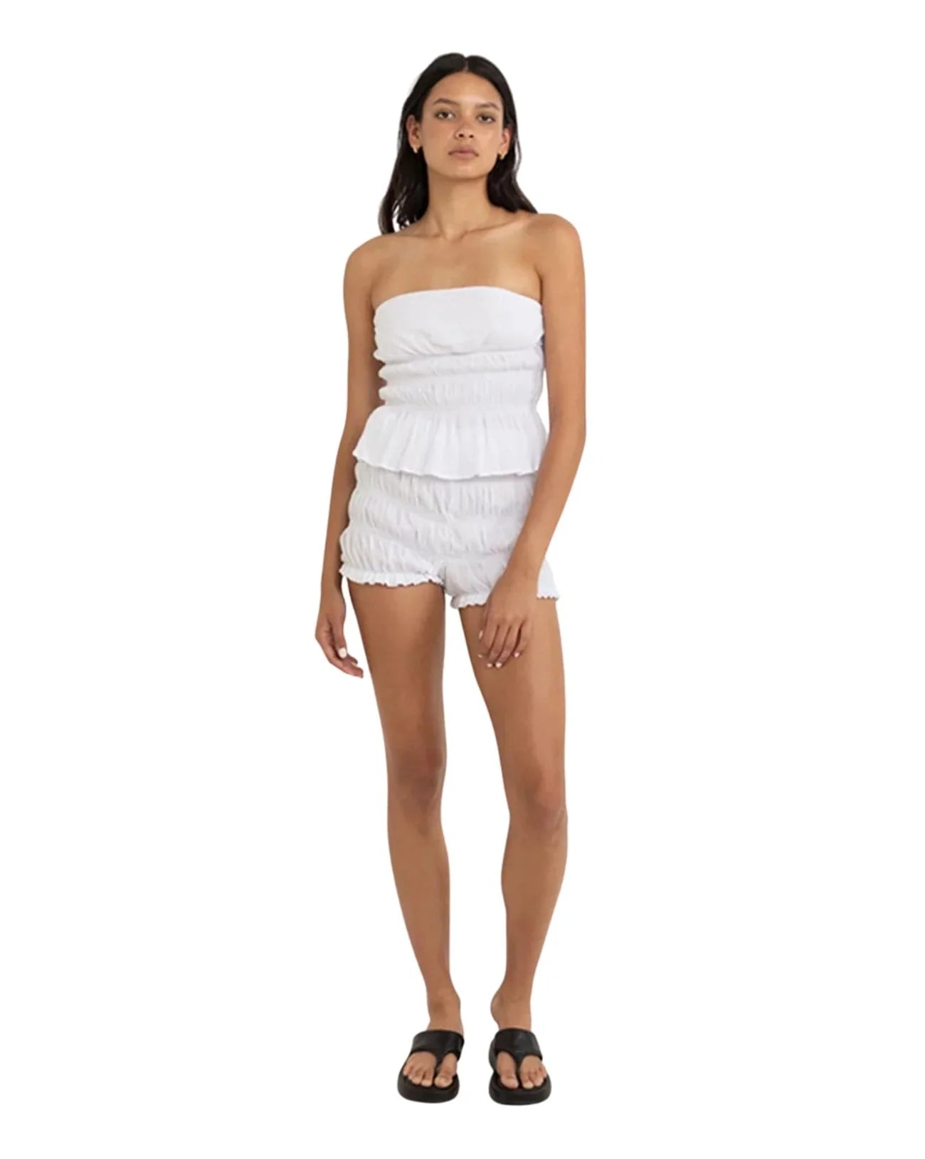 Rhythm Paloma Smocked Bloomers - White