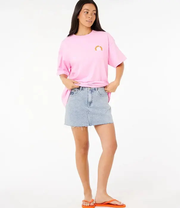 Rip Curl Luxe Surf Heritage Tee - Pastel Pink (view 3)