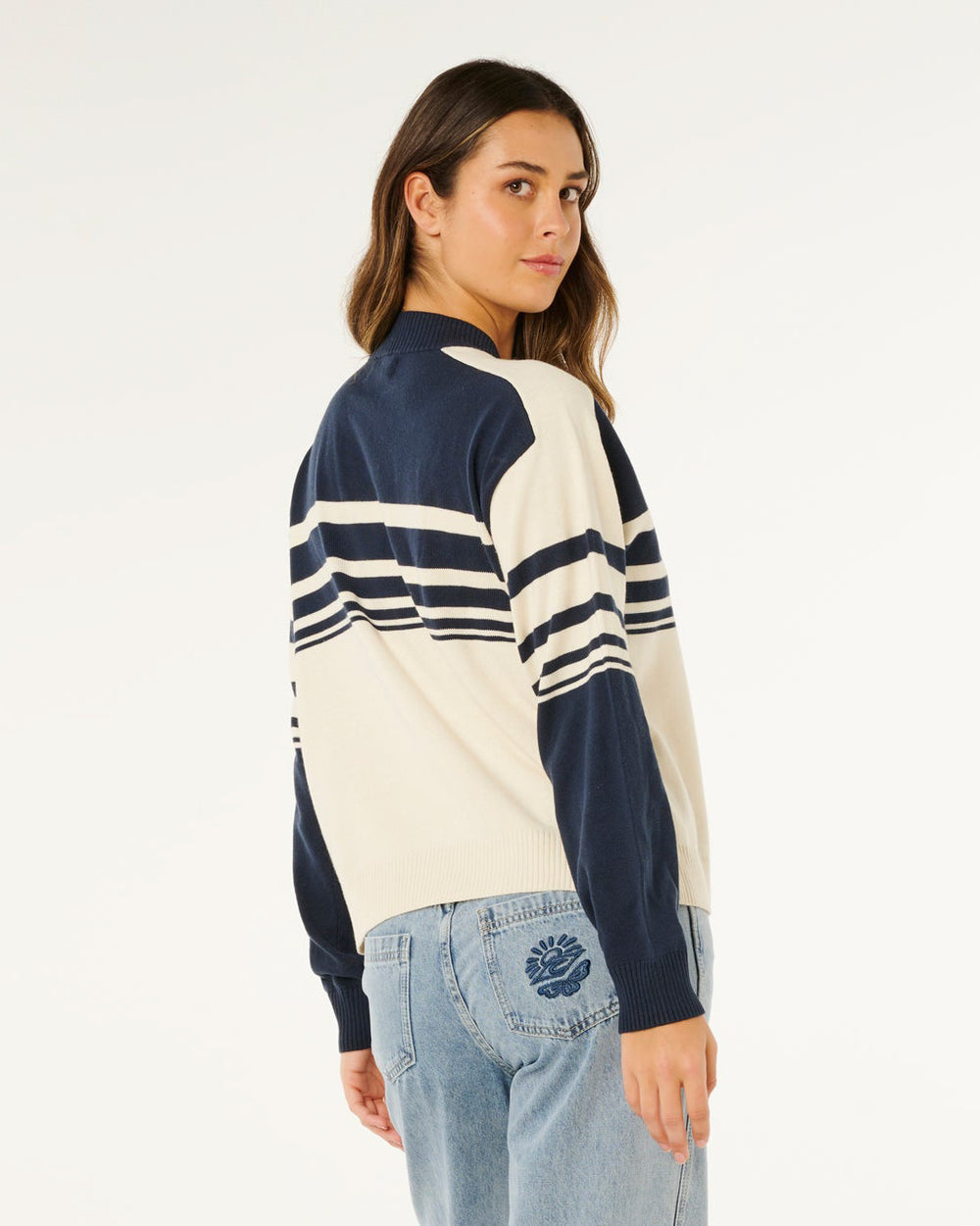 Rip Curl Surf Side Stripe Crew - Navy (view 2)