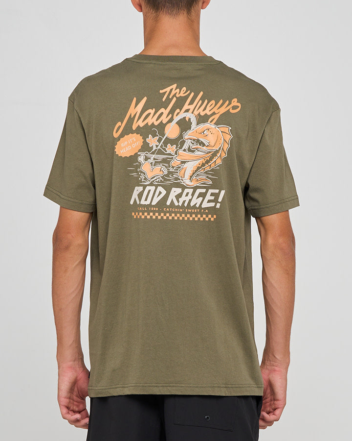 The Mad Hueys Rod Rage Short Sleeve Tee Olive - front view