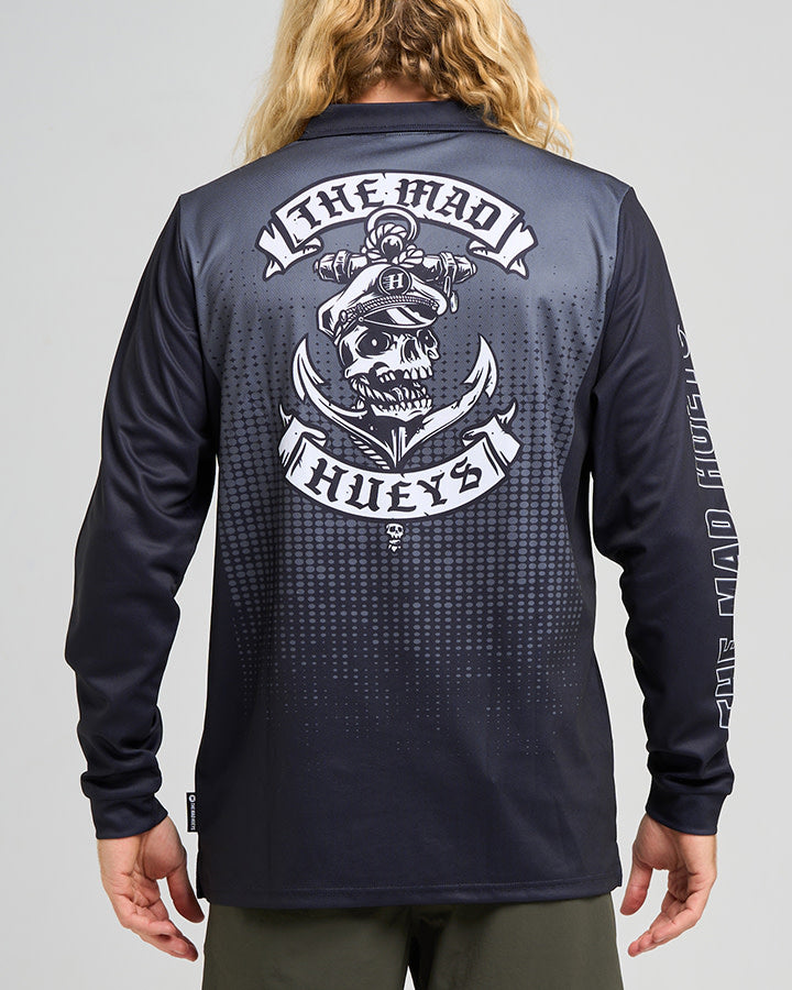 Mad Hueys Sailor Anchor Fishing Jersey Charcoal, front view