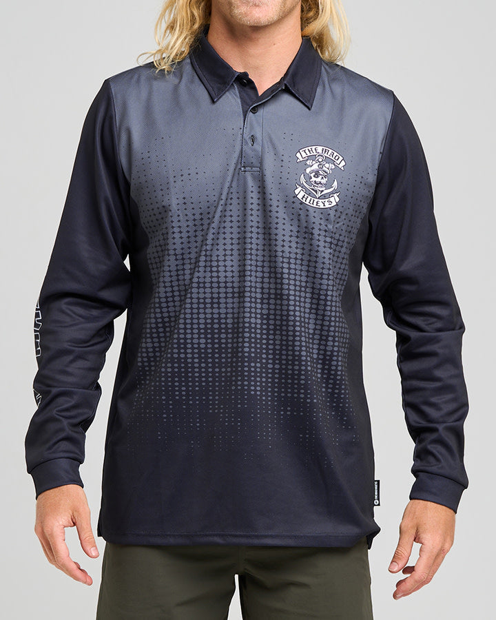 Mad Hueys Sailor Anchor Fishing Jersey Charcoal, back view