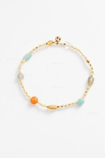 Zafino Harriette beaded bracelet in aqua and coral with gold detail