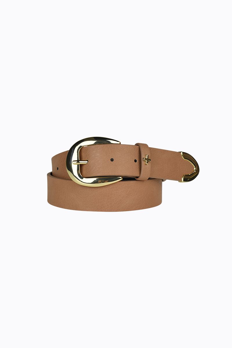 Peta + Jain Marissa Metal Vtip Belt Tan Gold - front view