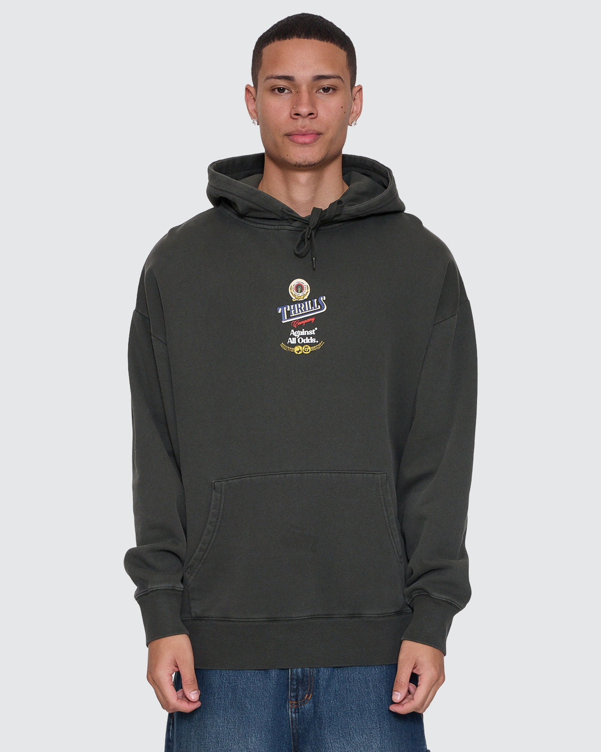 Thrills Against All Odds Slouch Pull On Hood - Oil Green