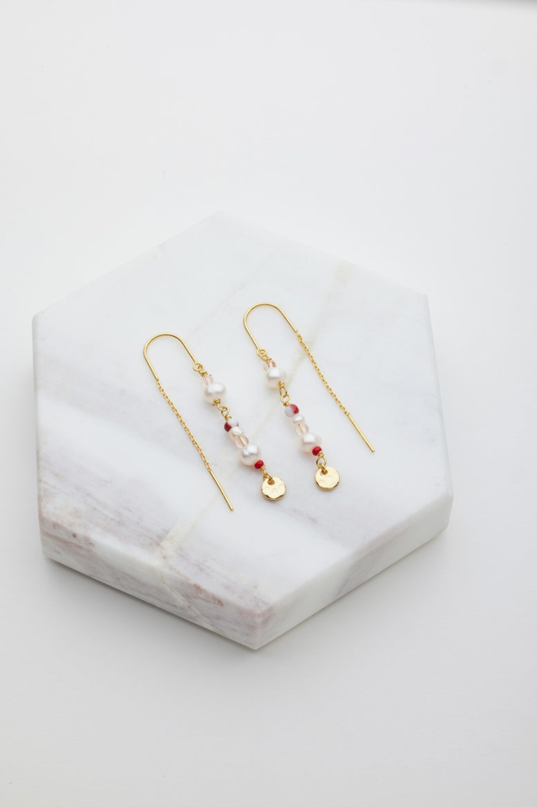 Zafino Alice Thread Earring - Gold / Pink