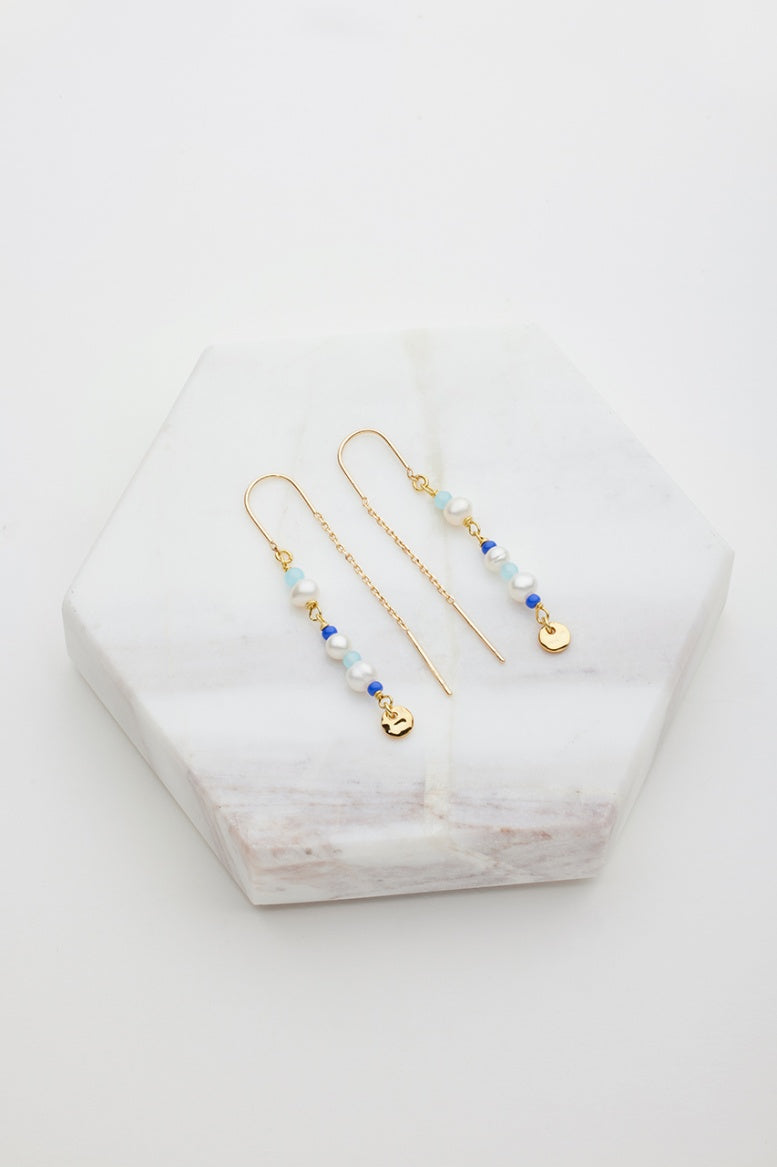 Zafino Alice Thread Earring - Gold / Blue