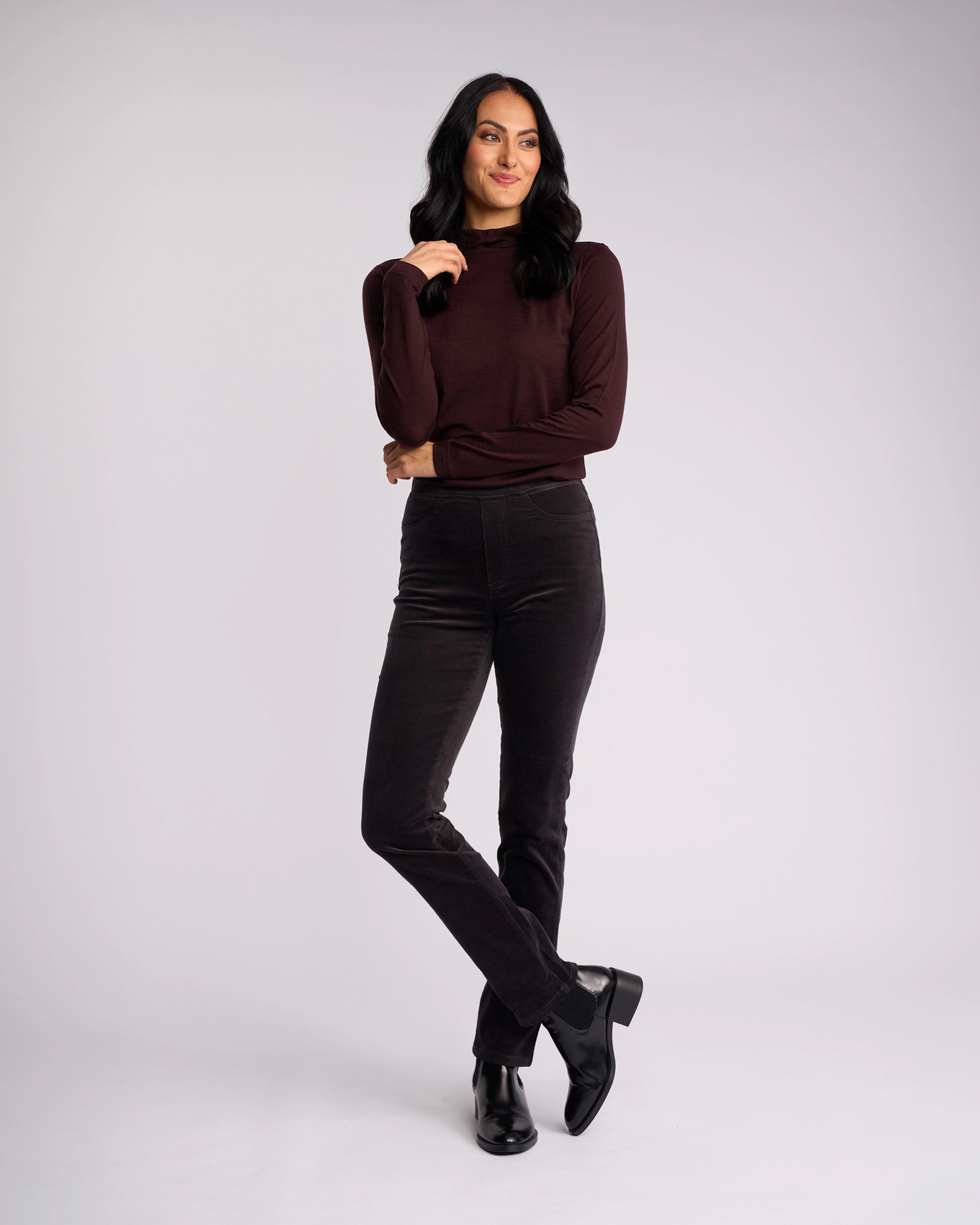 Vassalli Slim Leg Pull On Charcoal - front view