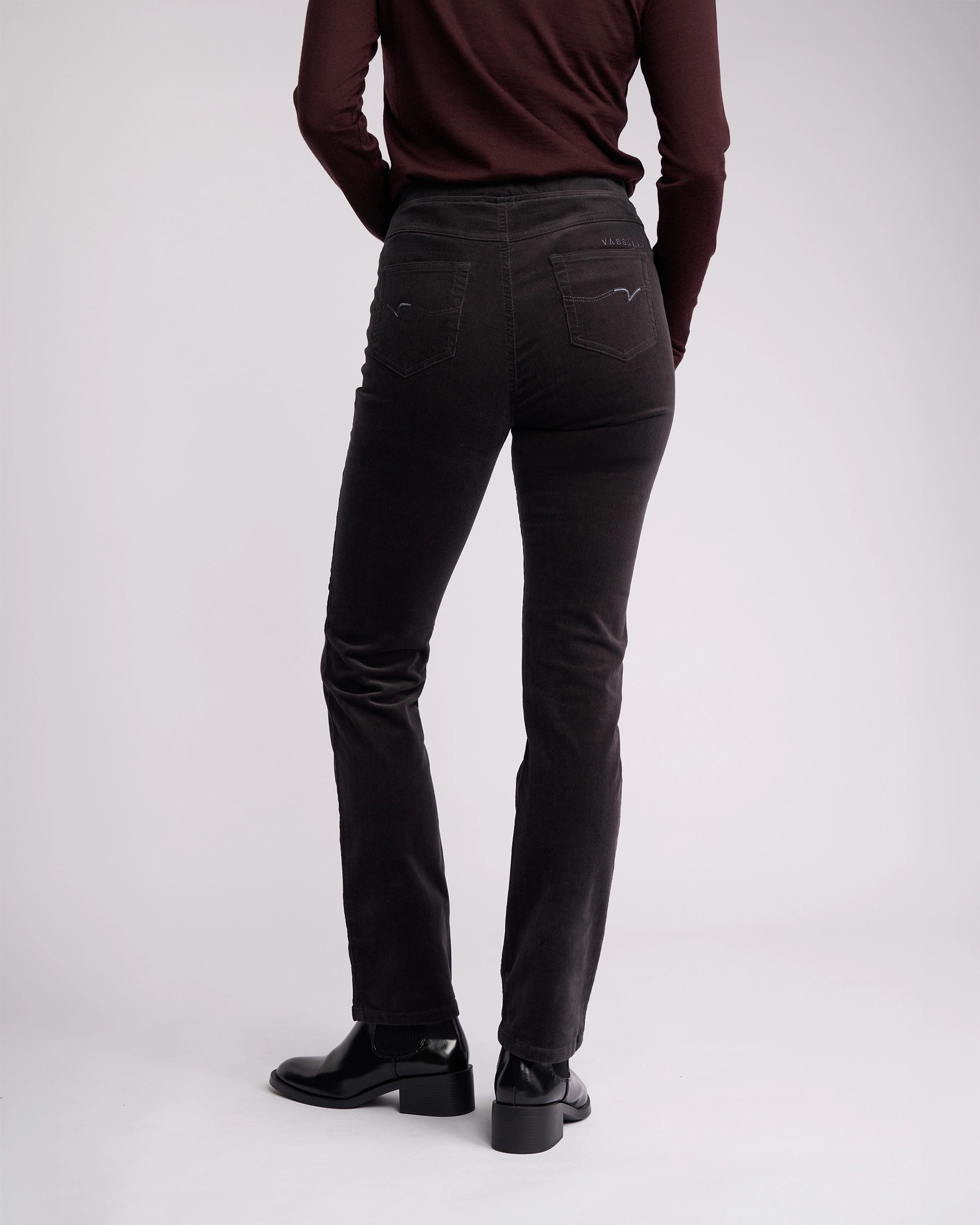 Vassalli Slim Leg Pull On Charcoal - worn on model back view