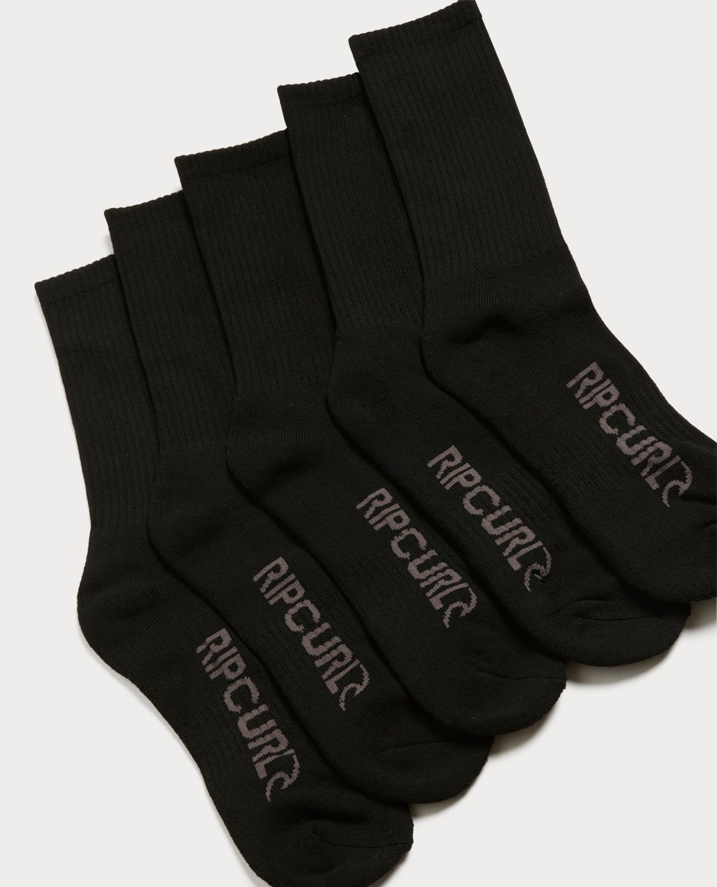 Rip Curl School Crew Sock 5 pack in black - detail