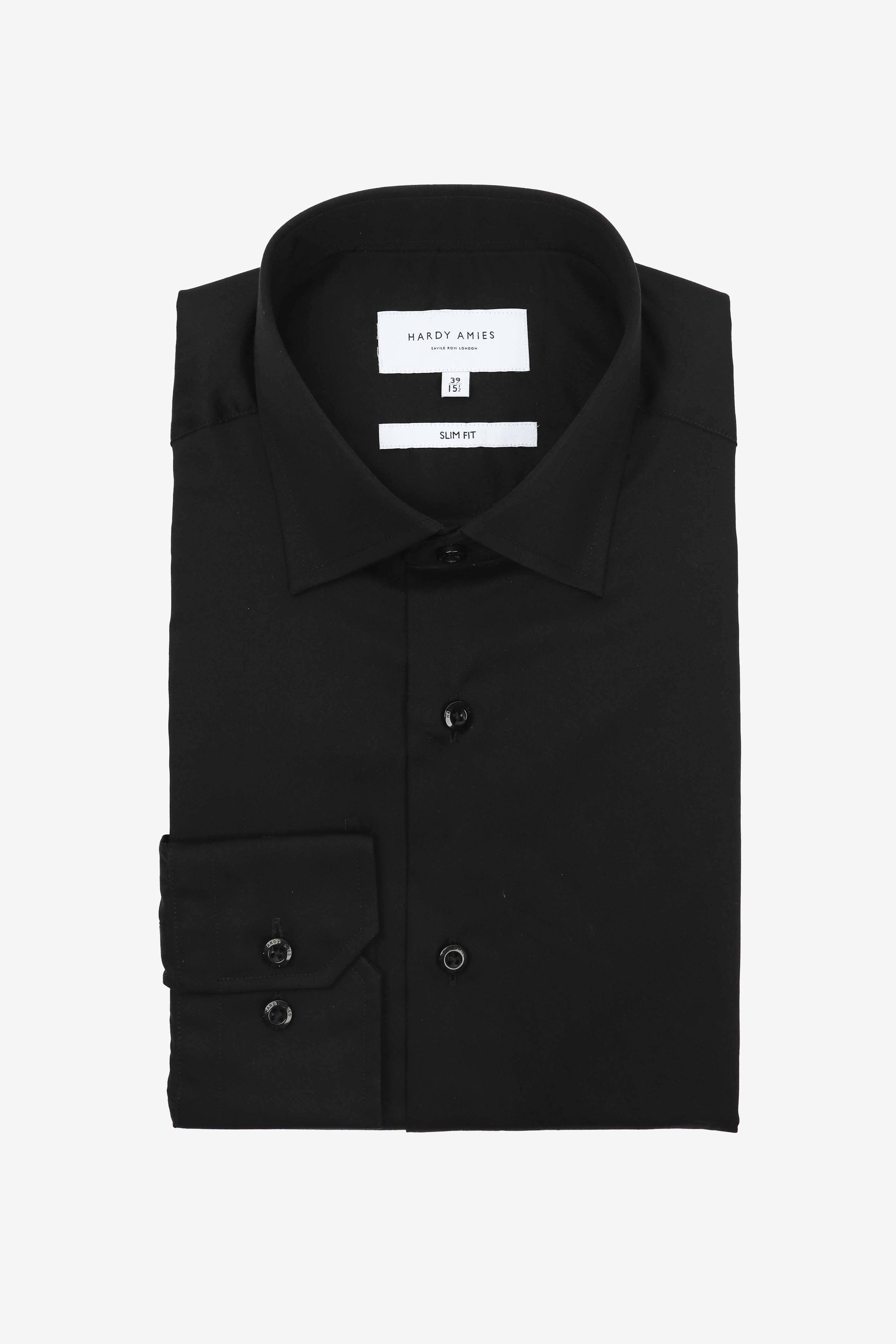 Hardy Amies Plain Slim Fit Shirt in black - worn