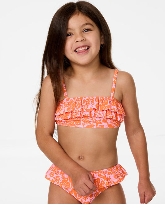 Sun Swell Frill Bikini - Girl - Mandarin Orange