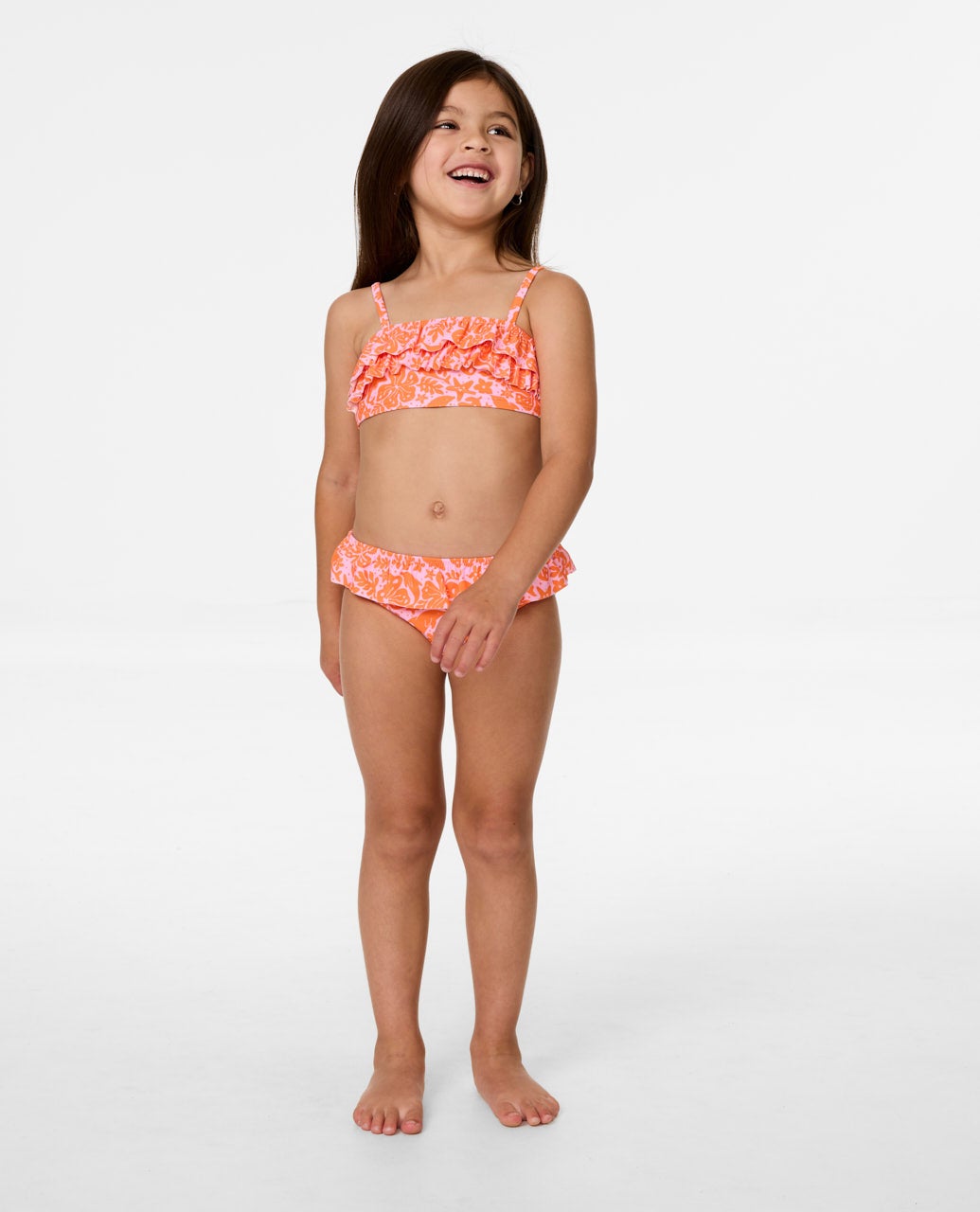 Sun Swell Frill Bikini - Girl - Mandarin Orange