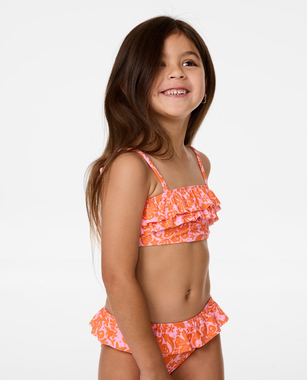 Rip Curl Sun Swell Frill Bikini - Girl - Mandarin Orange (view 4)