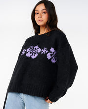 Cala Nights Hibiscus Knit Crew - Black - Catani Clothing
