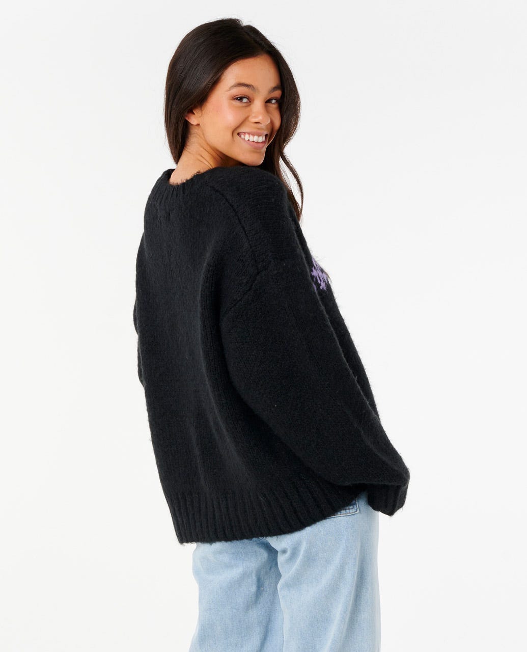Cala Nights Hibiscus Knit Crew - Black