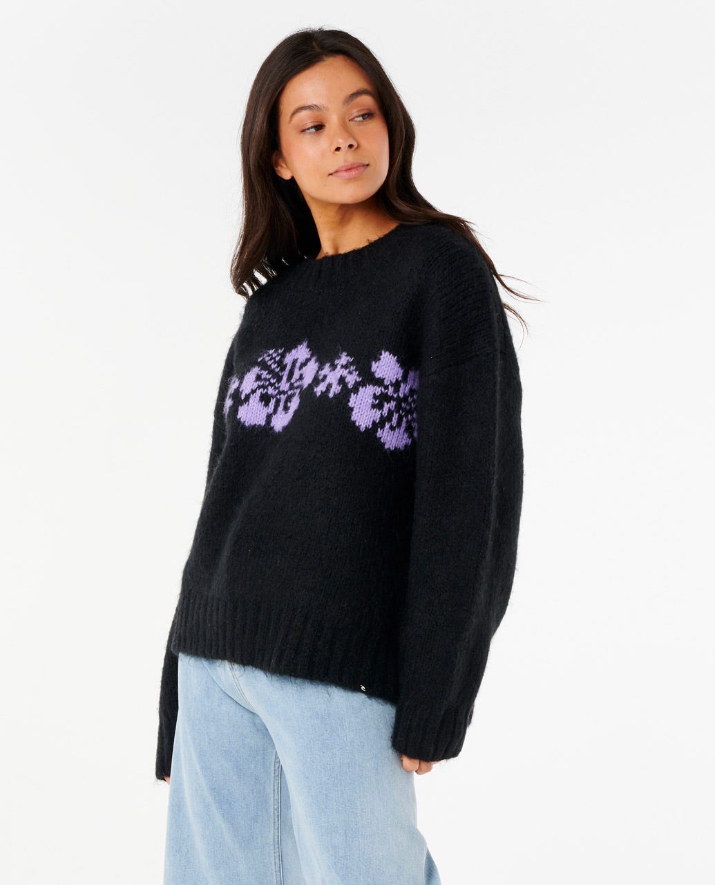 Cala Nights Hibiscus Knit Crew - Black