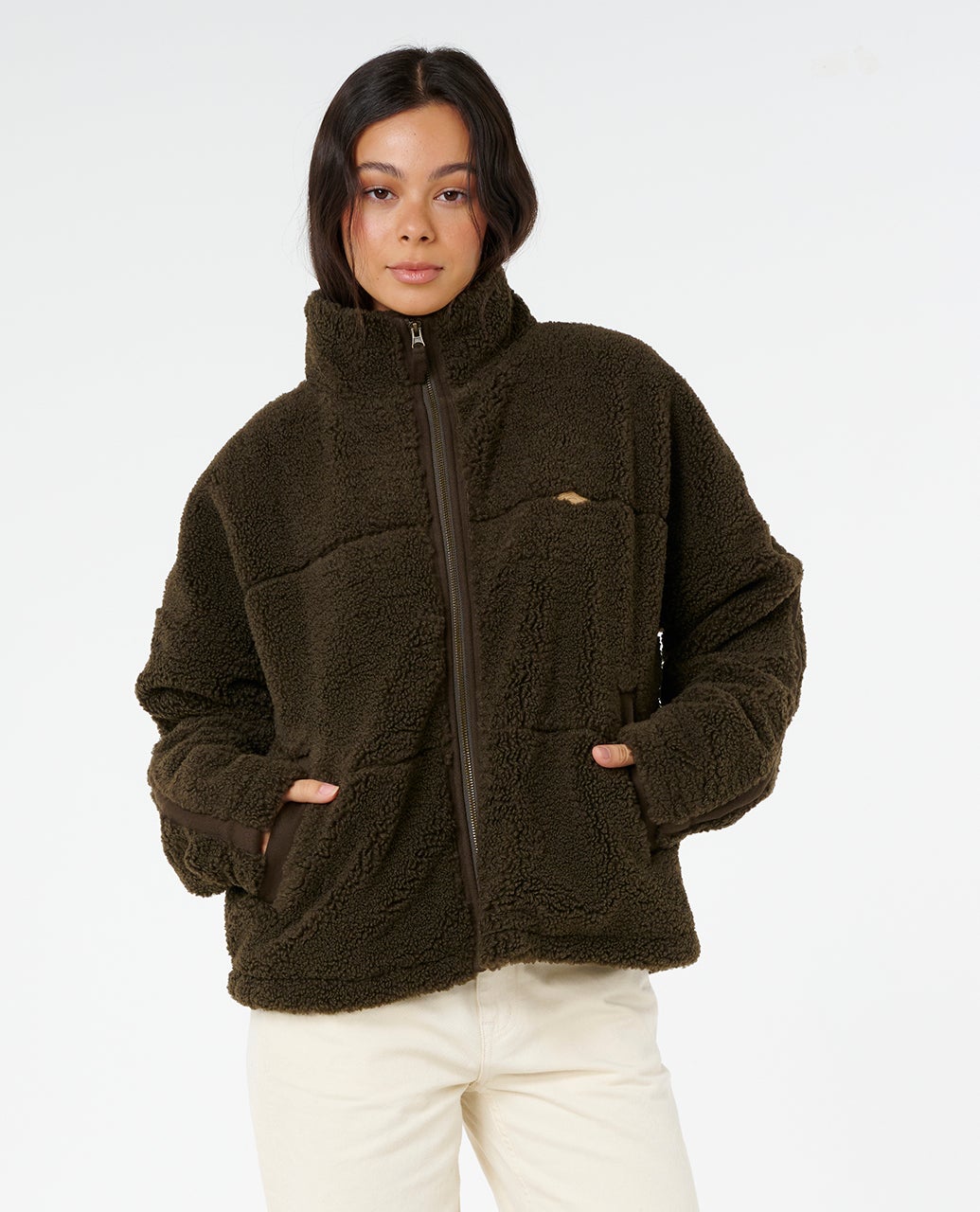Cala Nights Sherpa Jacket - Black / Olive - Catani Clothing