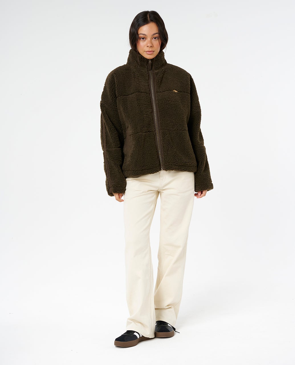 Cala Nights Sherpa Jacket - Black / Olive - Catani Clothing