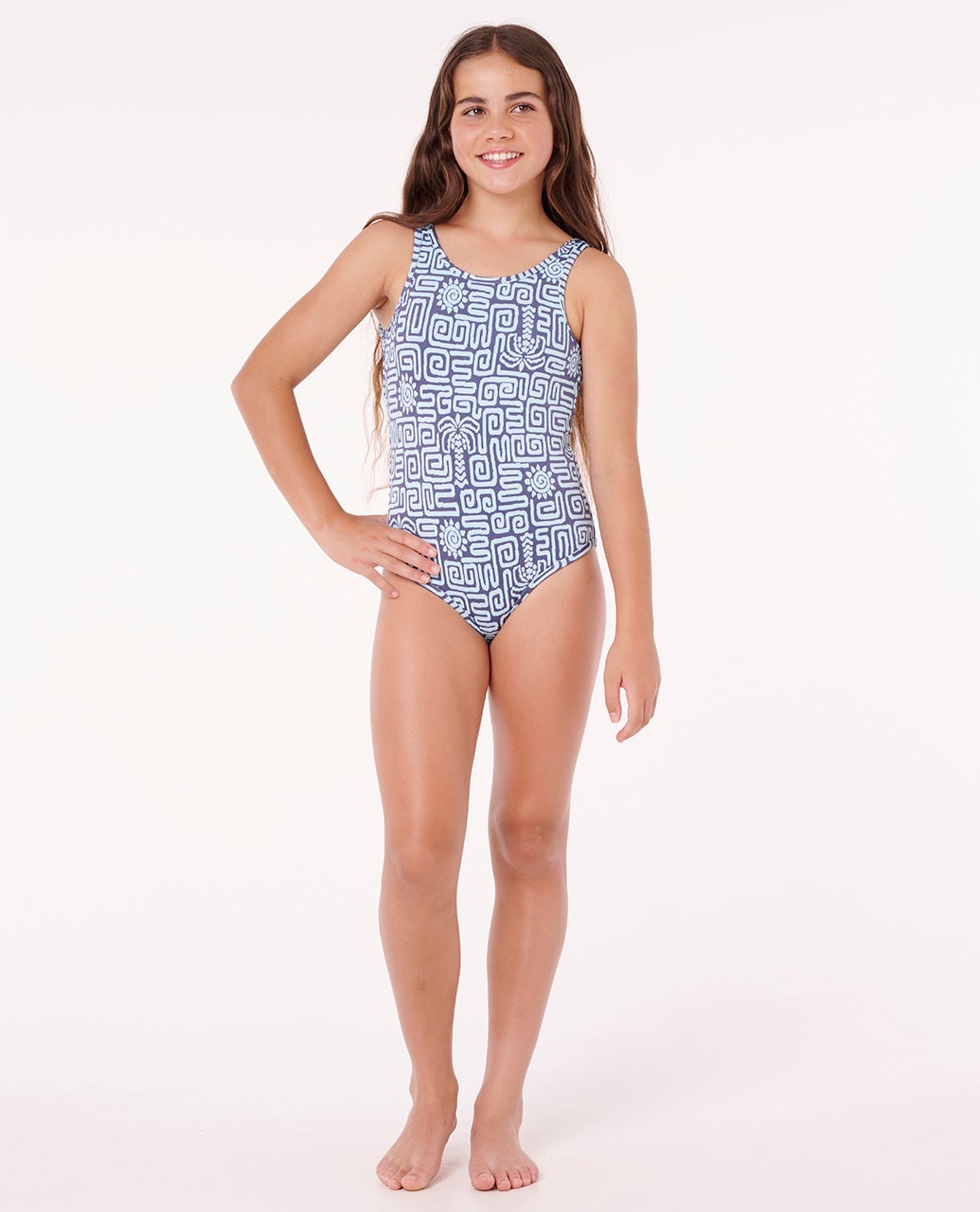 Sunset Luau One Piece - Girl - Blue