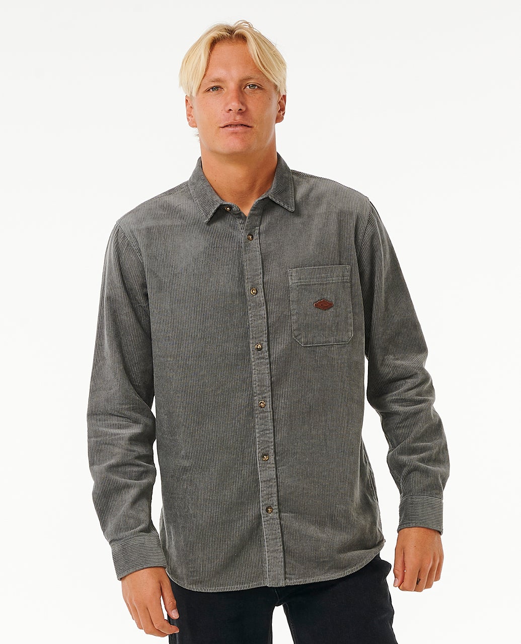 Classic Surf Cord L/S Shirt - Charcoal Grey
