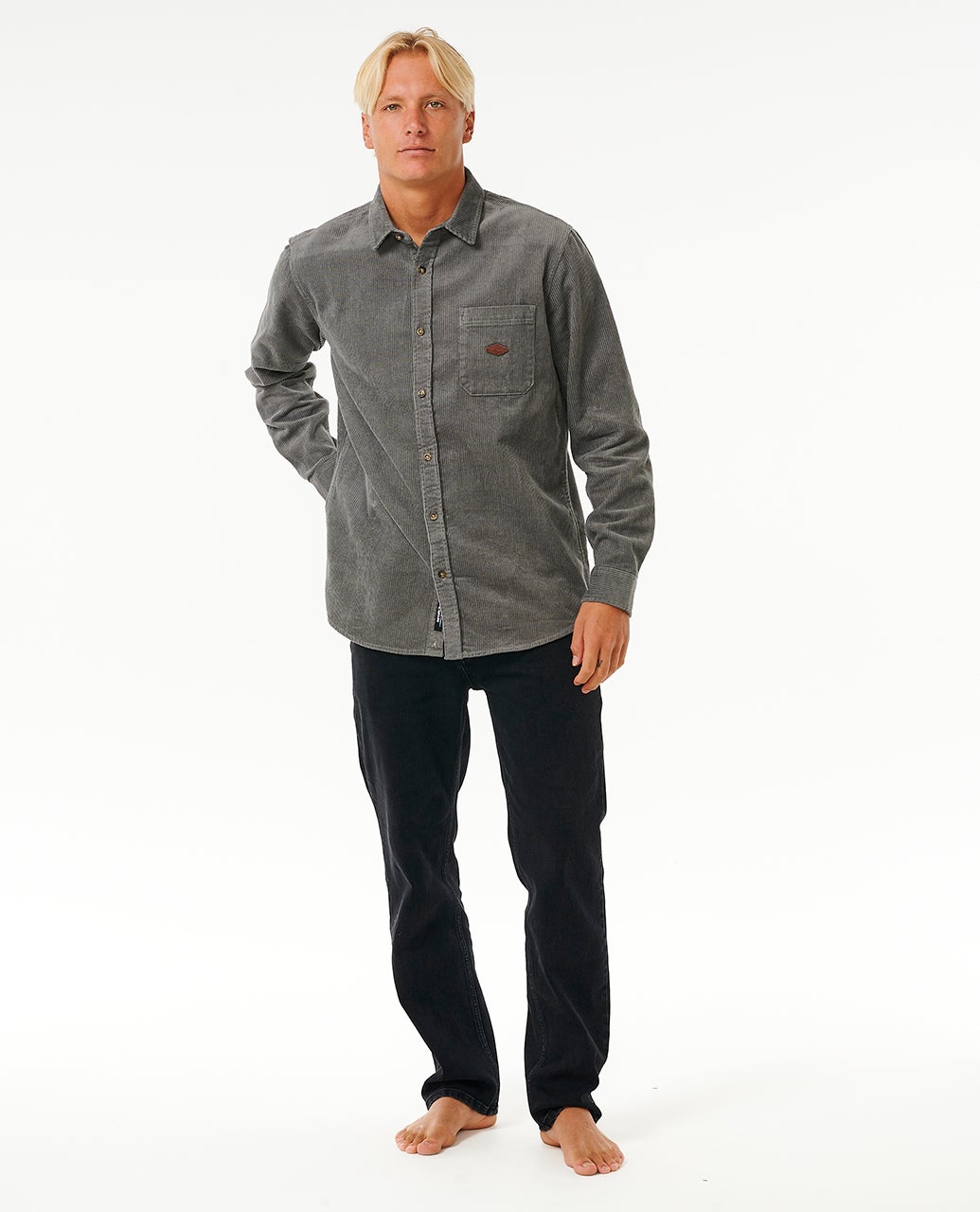 Classic Surf Cord L/S Shirt - Charcoal Grey