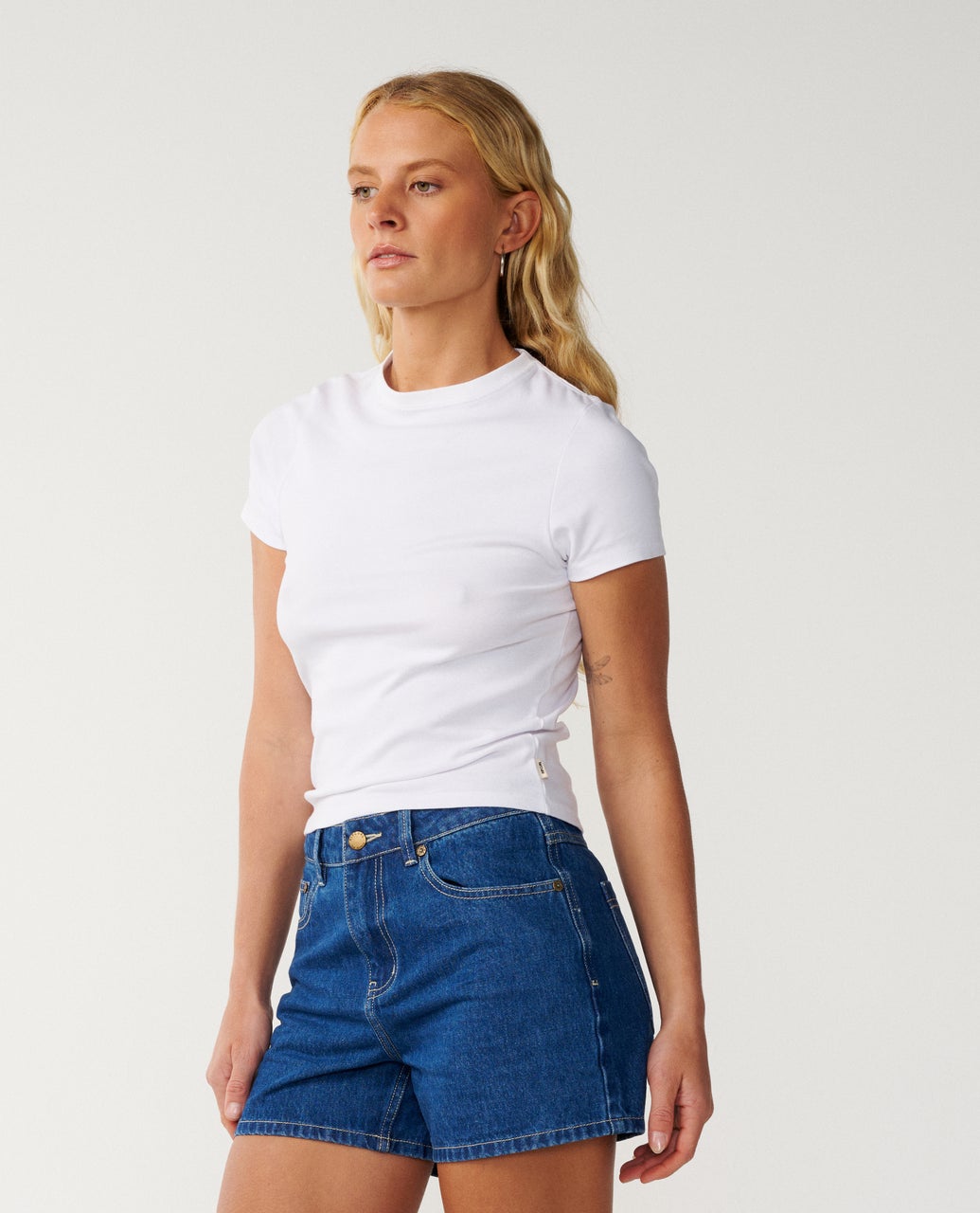 Rip Curl Tabby Denim Short in Mid Blue - side