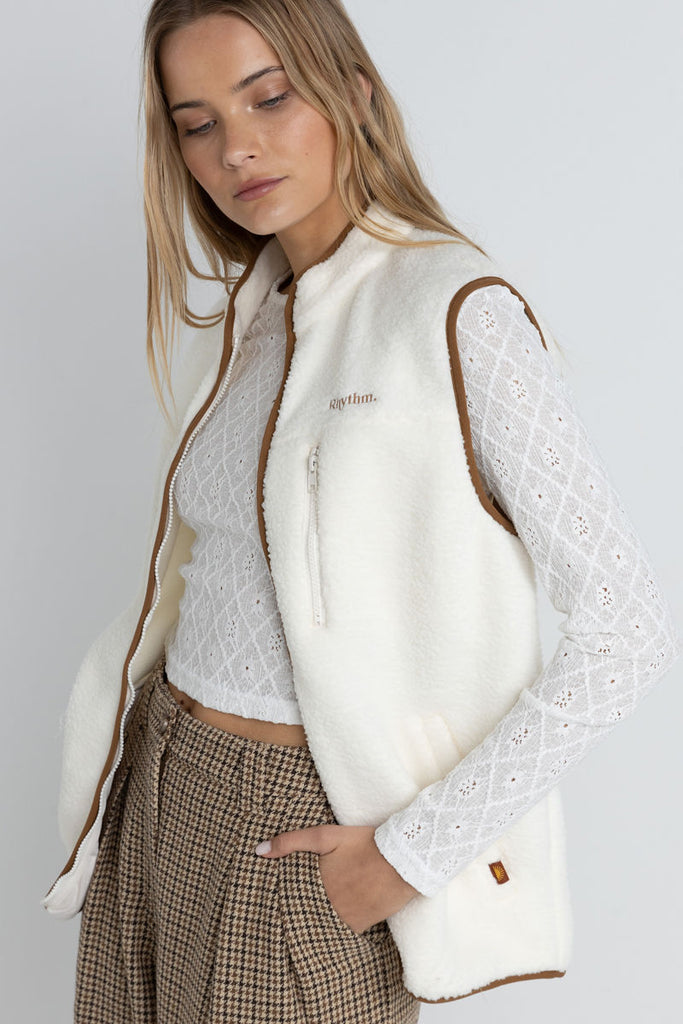 Aria Sherpa Vest - Vintage White