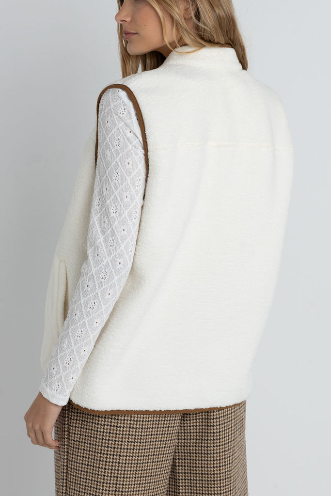 Aria Sherpa Vest - Vintage White