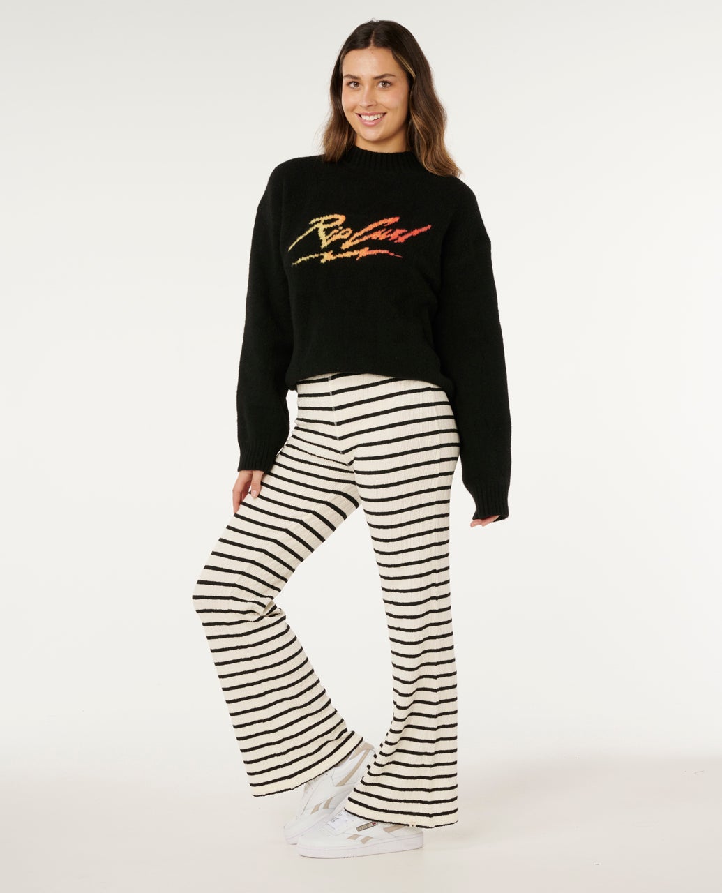 Rip Curl Bobbi Stripe Pant - Black / Off White (view 4)