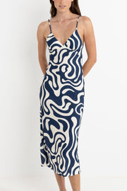 Waverly Bias Cut Midi Dress - Ink - Catani Clothing