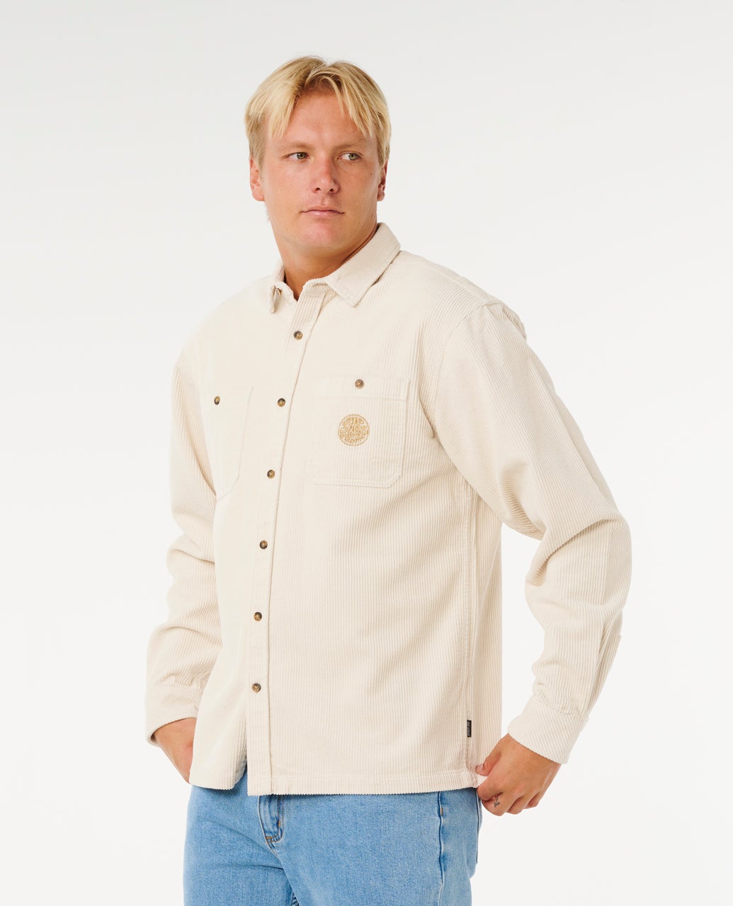 Rip Curl Premium Surf Cord Long Sleeve Shirt in sand dune - back