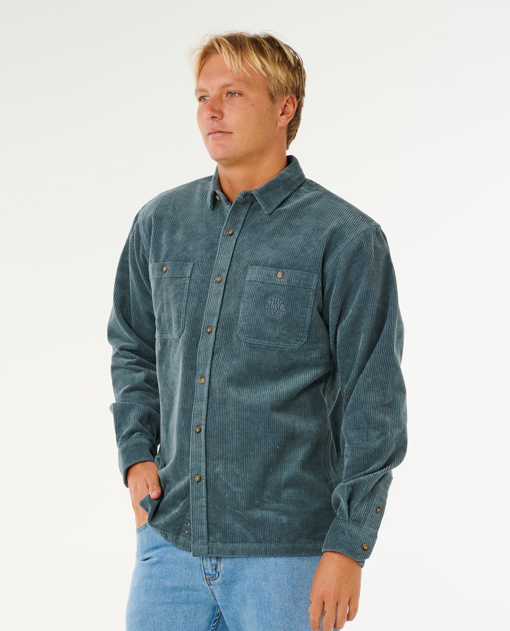 Premium Surf Cord Long Sleeve Shirt - Pine Night - Catani Clothing