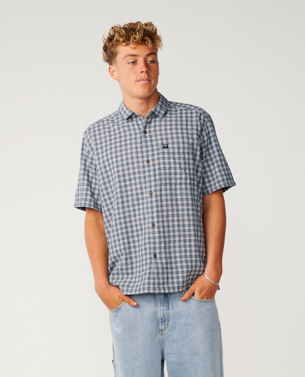 Classic Surf Check S/S Shirt - Light Navy