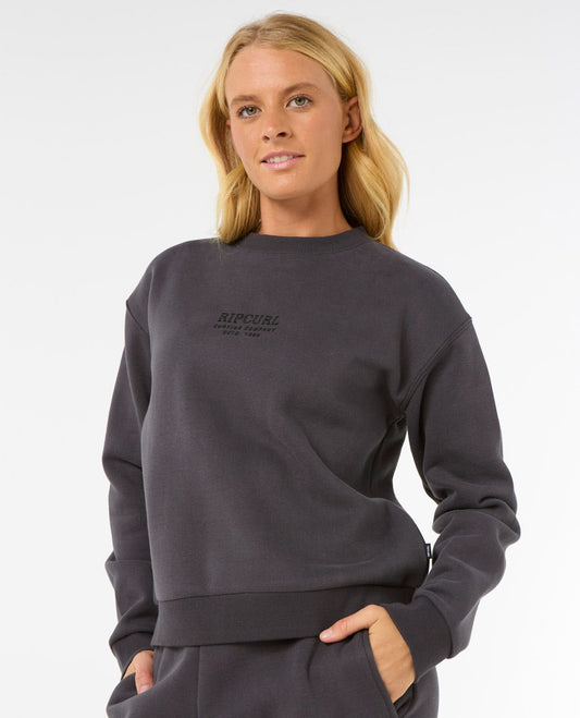 Surf Staple Relaxed Crew - Washed Black