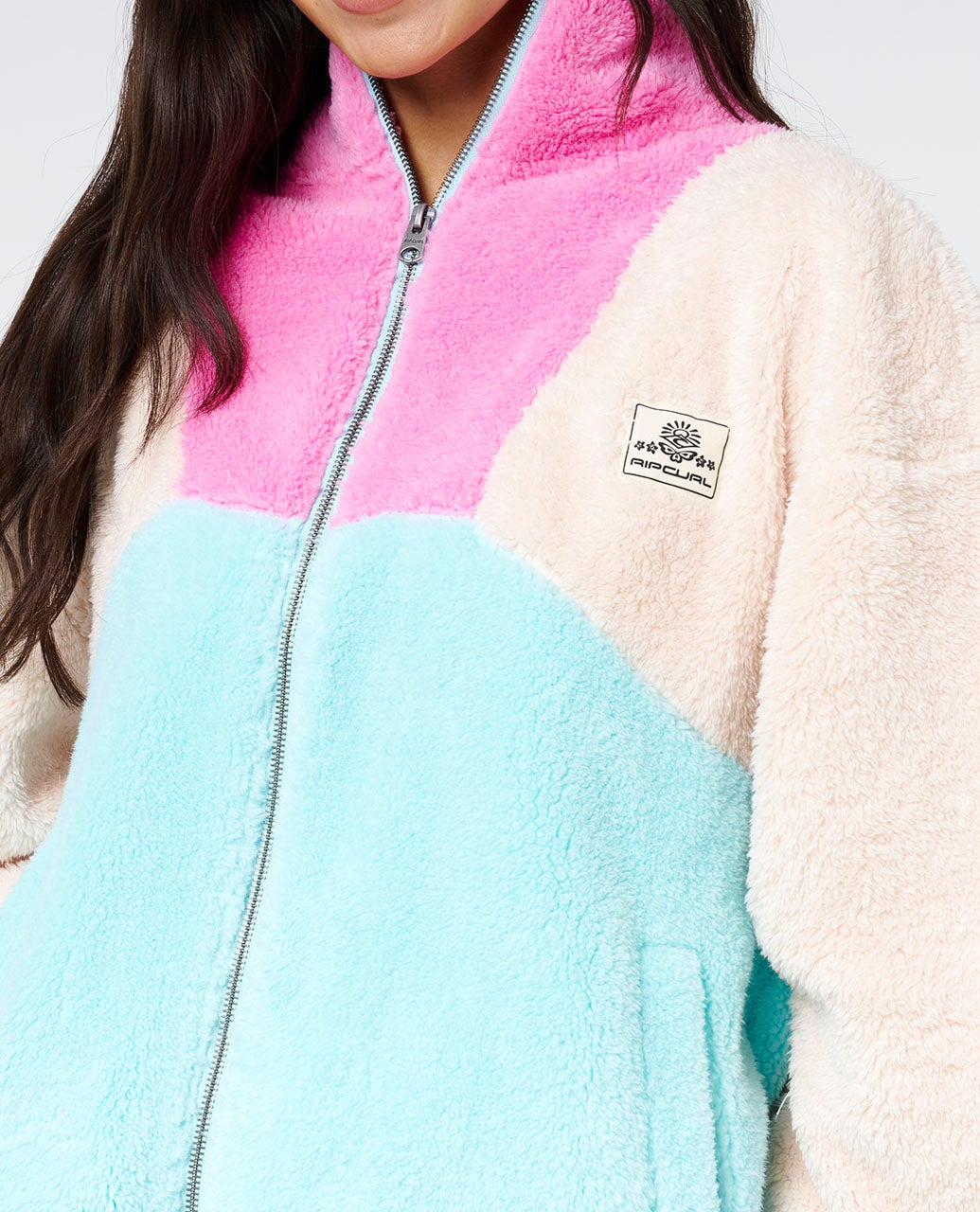 Rip Curl Block Party Ii Zip Through Polar Fleece - Bone (view 5)
